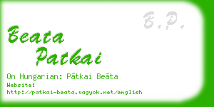 beata patkai business card