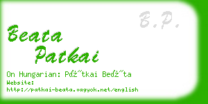 beata patkai business card